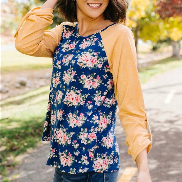 Raglan Floral Long Sleeved Top - Picture 2 of 8